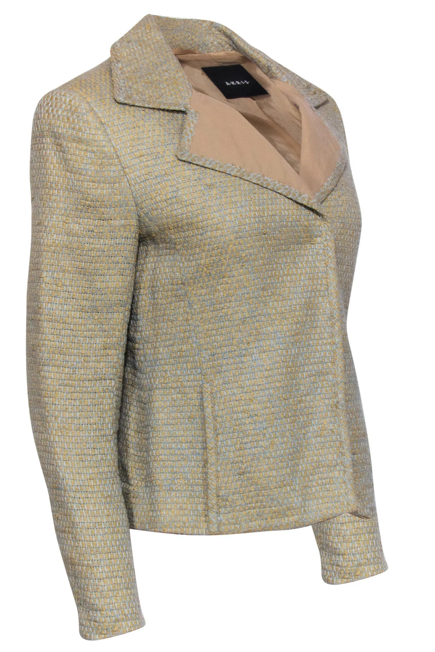 Akris - Light Blue & Beige Tweed Button-Up Blazer Sz M