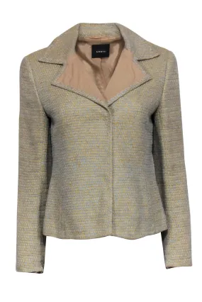Akris - Light Blue & Beige Tweed Button-Up Blazer Sz M