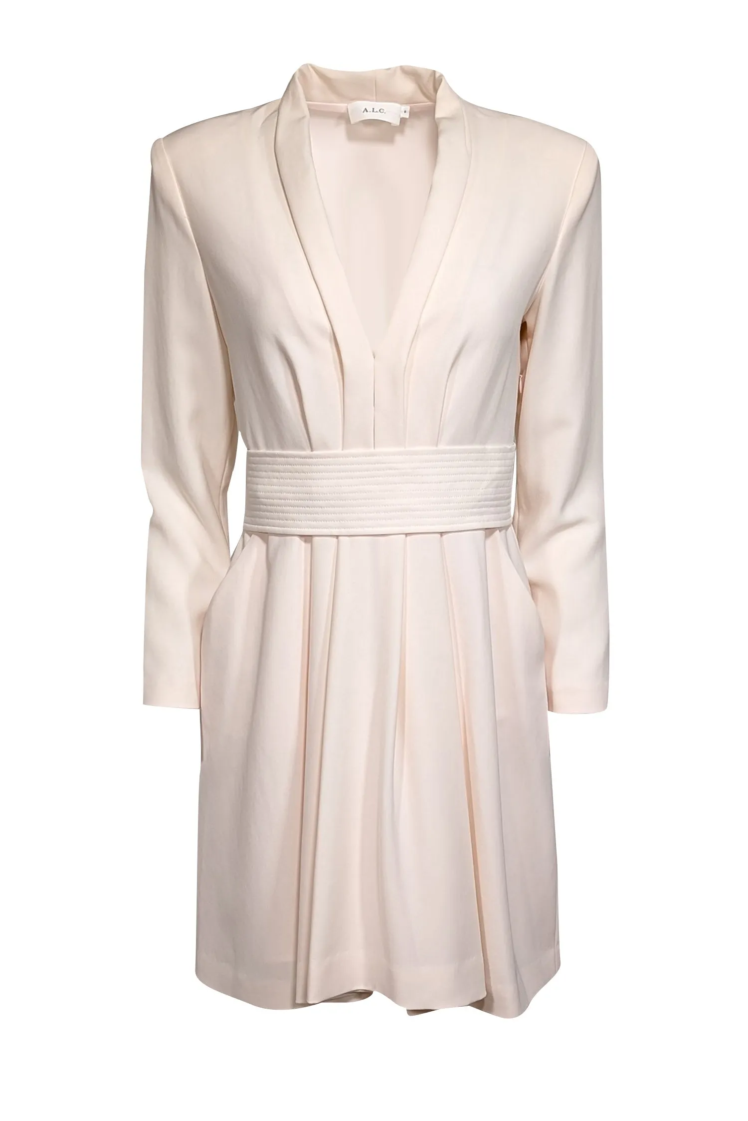 A.L.C. - Light Pink Long Sleeve w/ Waist Tie Mini Dress Sz 8