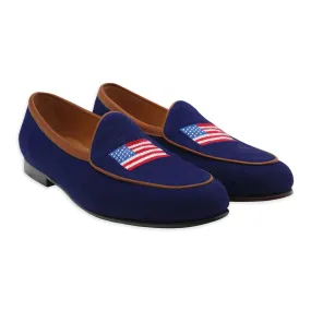 American Flag Needlepoint Belgian Loafers by Smathers & Branson