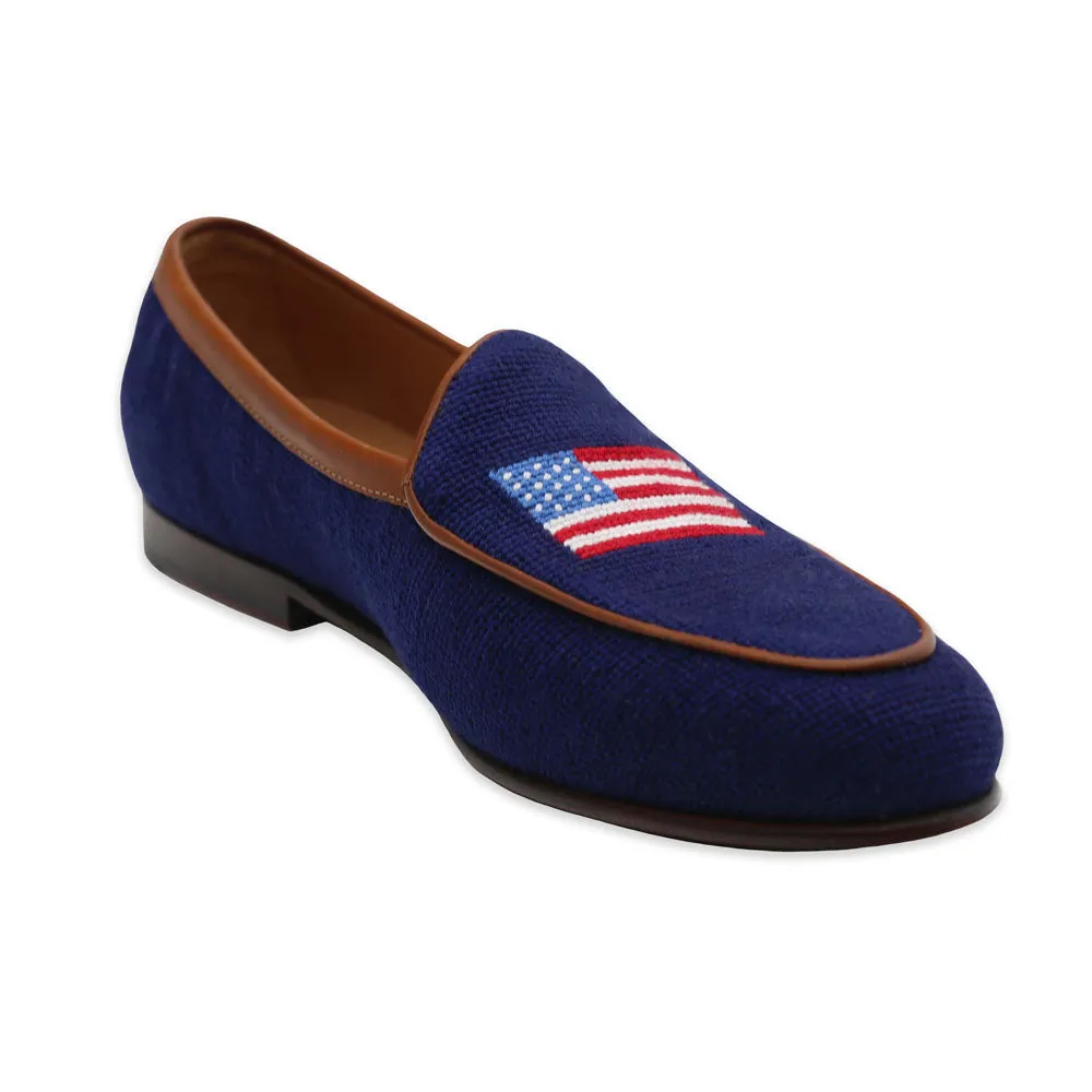 American Flag Needlepoint Belgian Loafers by Smathers & Branson