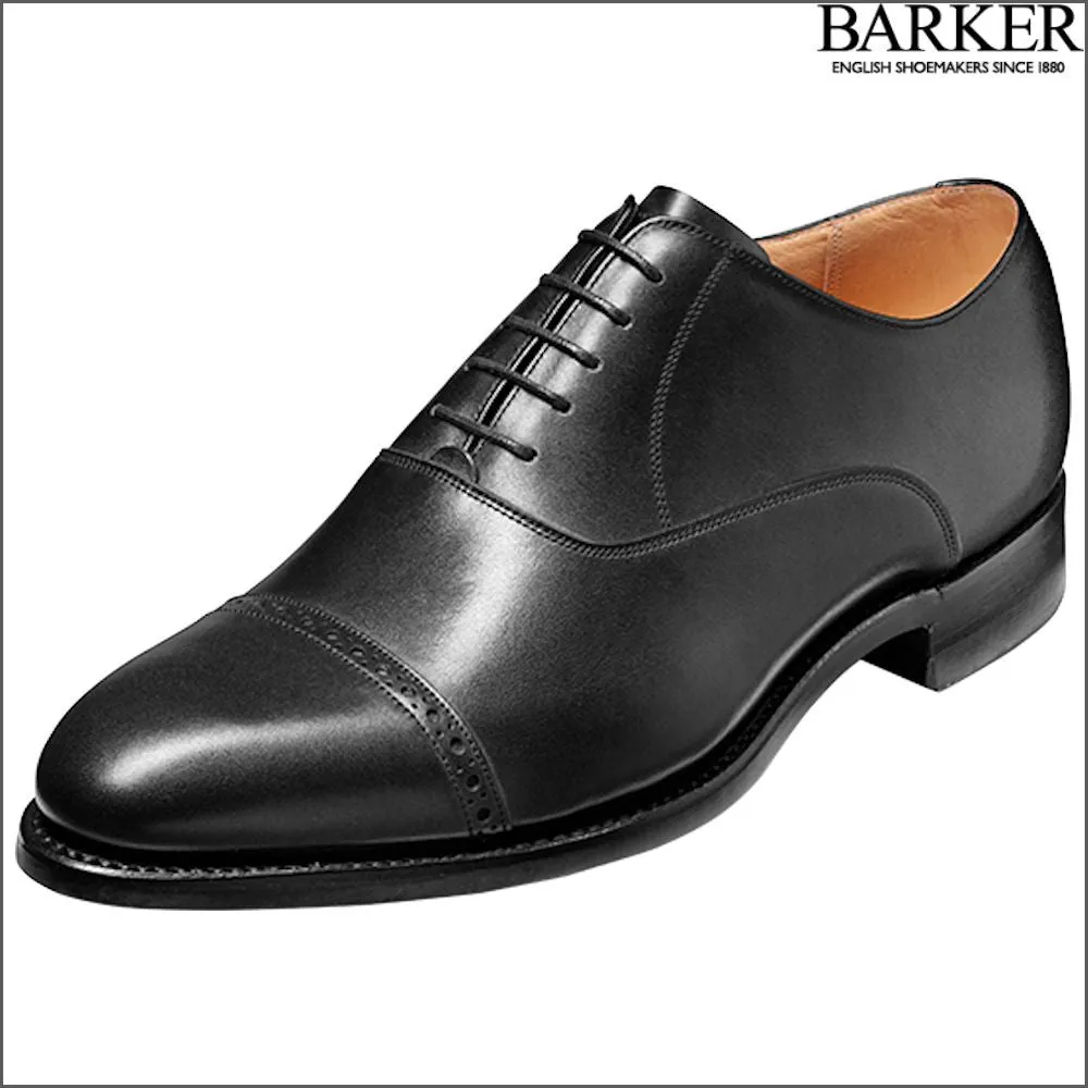 Barker Burford Black Calf Oxford Toe Cap@