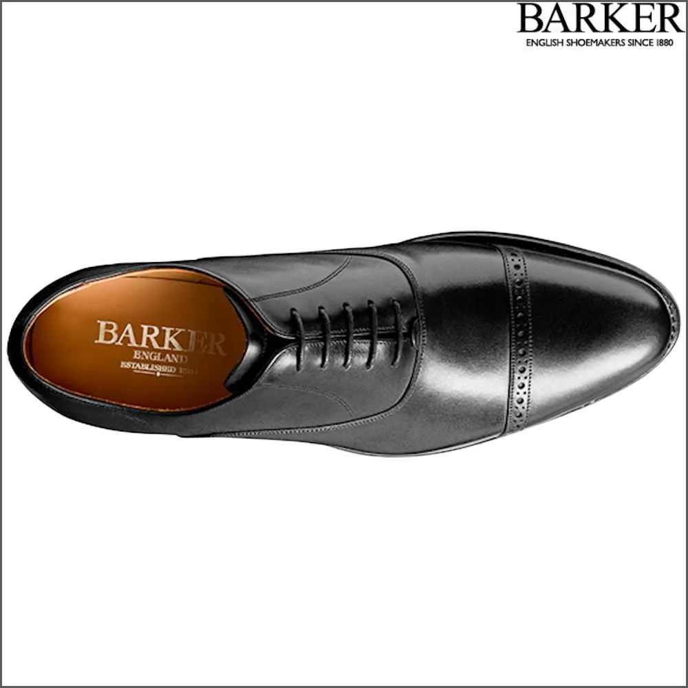 Barker Burford Black Calf Oxford Toe Cap@