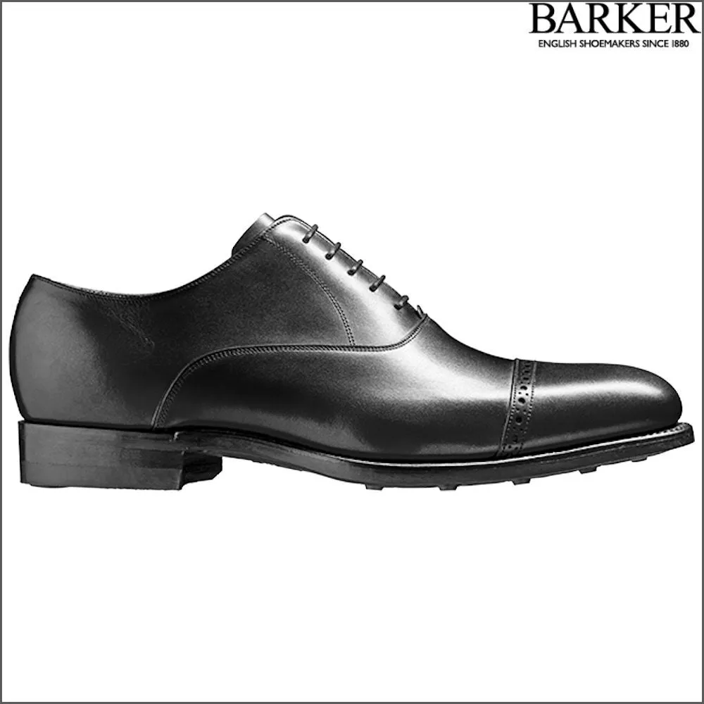 Barker Burford Black Calf Oxford Toe Cap@