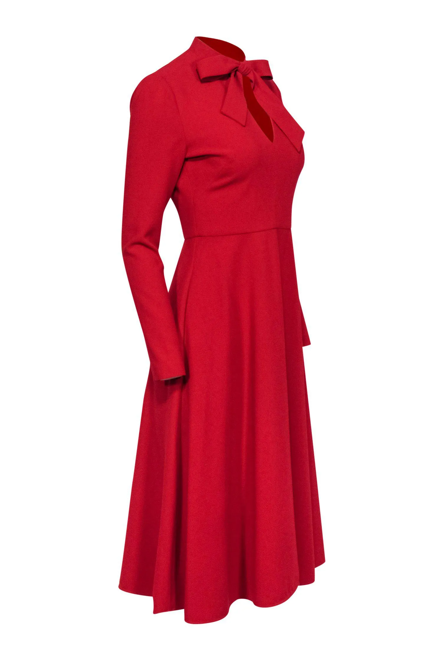 Black Halo - Red Long Sleeve Midi Dress w/ Neck Tie Sz 2