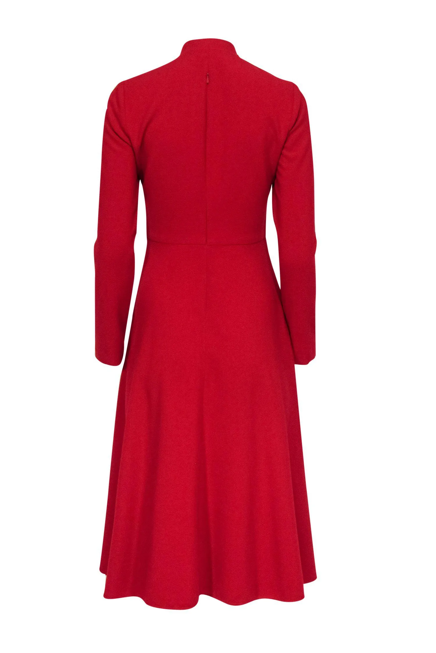 Black Halo - Red Long Sleeve Midi Dress w/ Neck Tie Sz 2