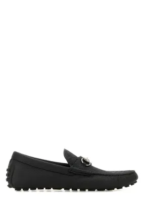Black leather Driver loafers
