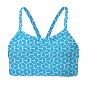 Blue Geo Leaf Bikini Top