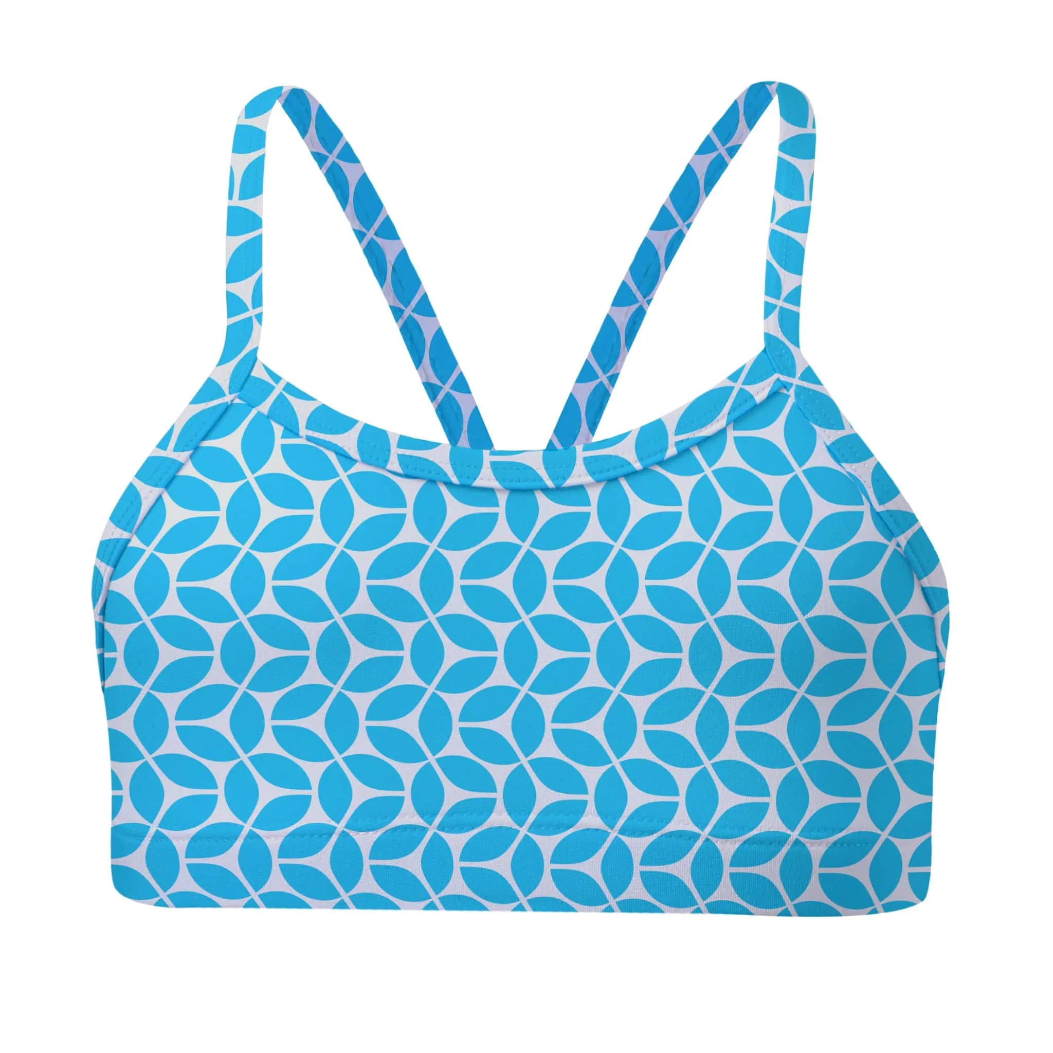 Blue Geo Leaf Bikini Top