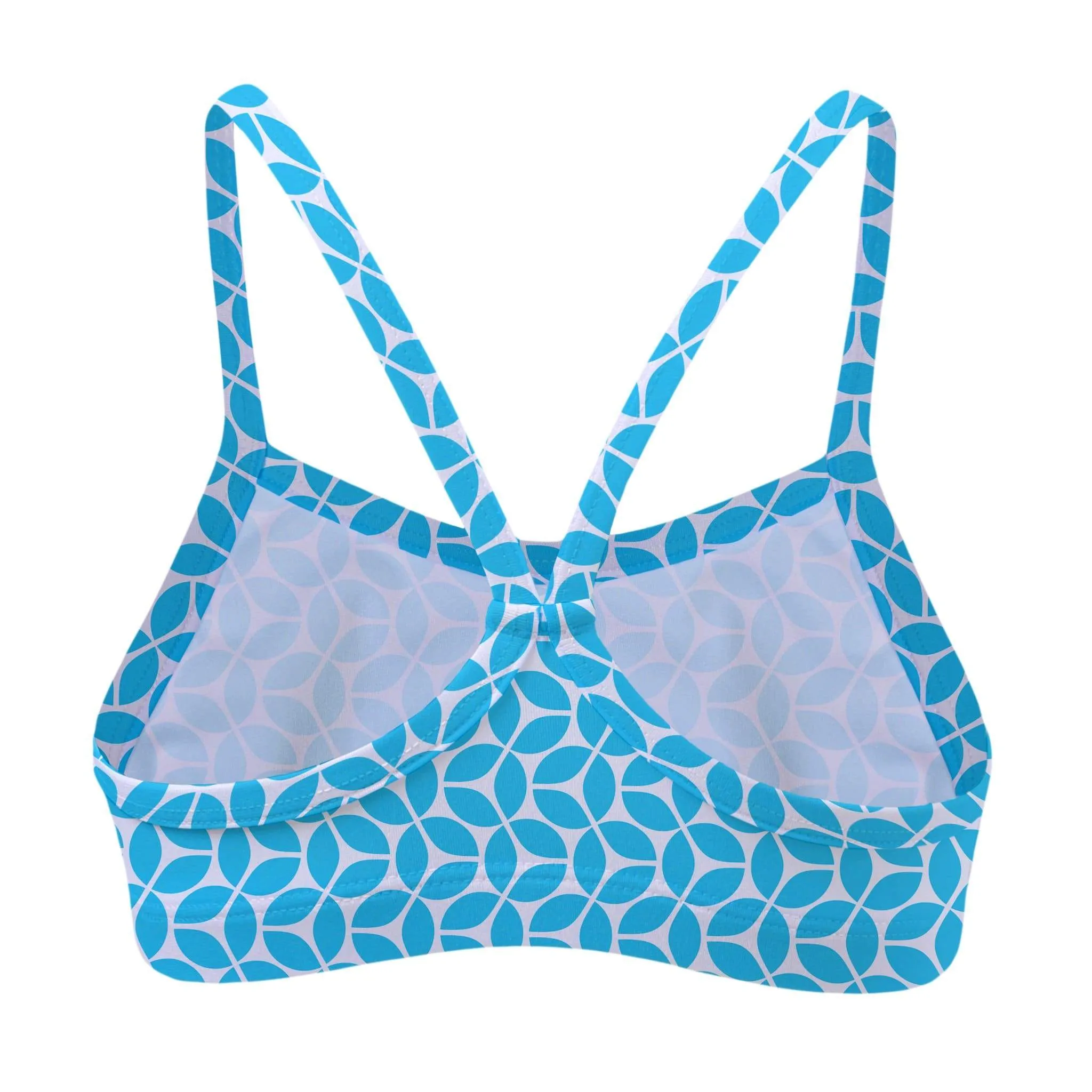 Blue Geo Leaf Bikini Top