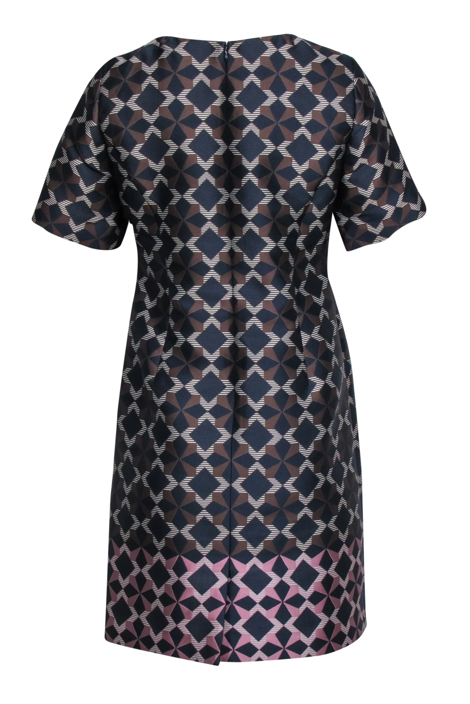 Brooks Brothers - Navy & Brown Geometric Star Print Dress Sz 8