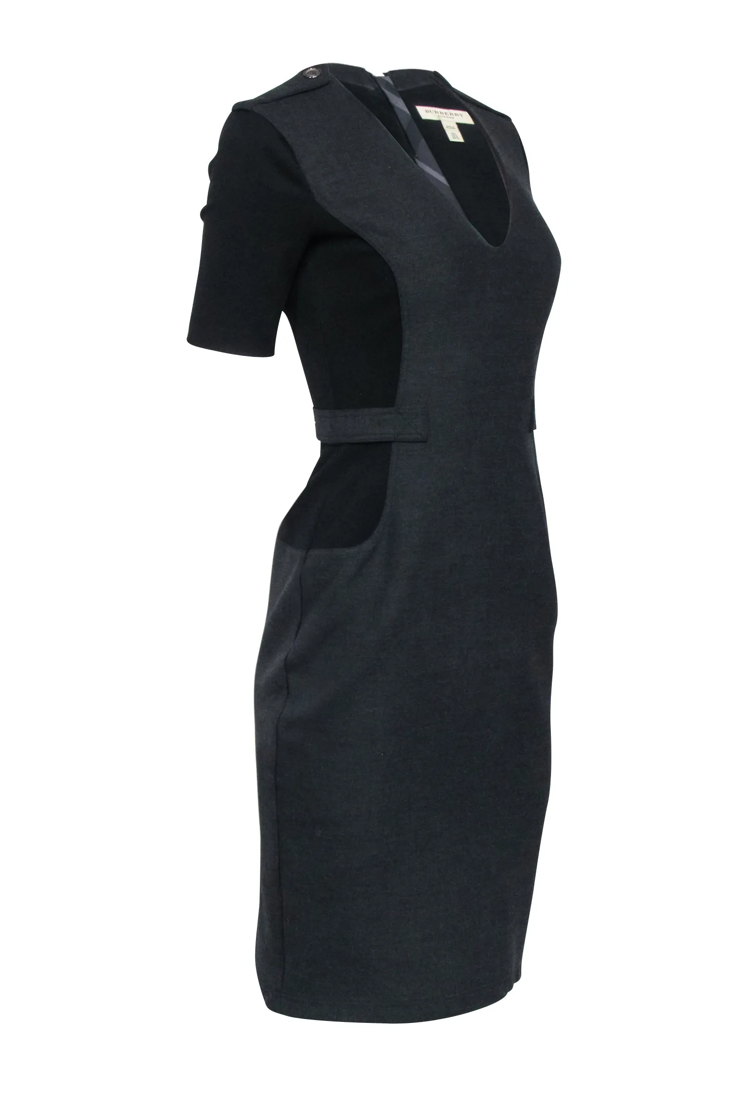 Burberry - Grey & Black Short Sleeve Sheath Dress Sz 4