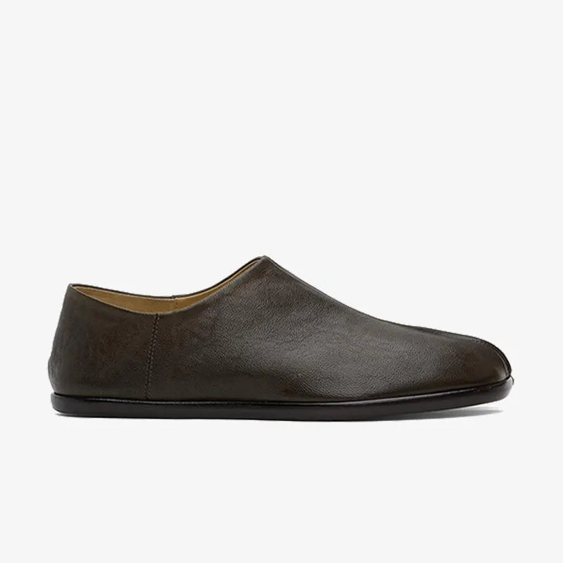 Calf Leather Ankle Boots Curved Heel