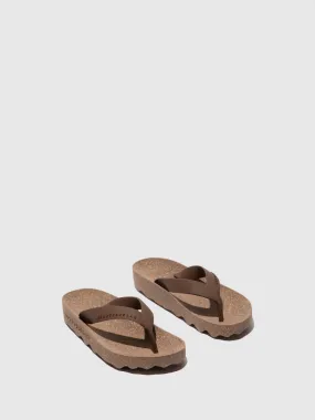 Casual Flip-Flops FEEL Brown Rubber Strap