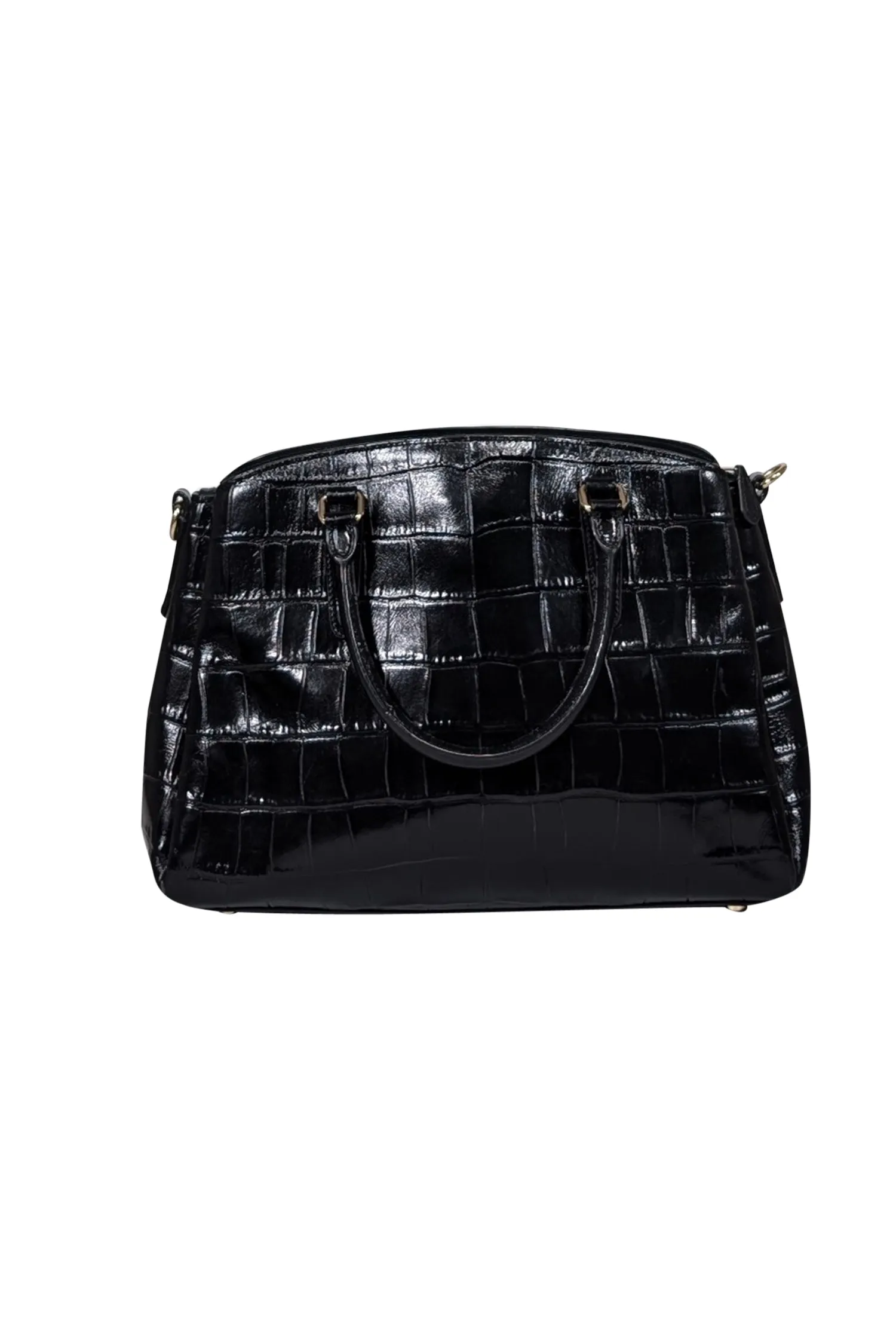 Coach - Black Patent Croc Embossed Leather Crossbody Bag