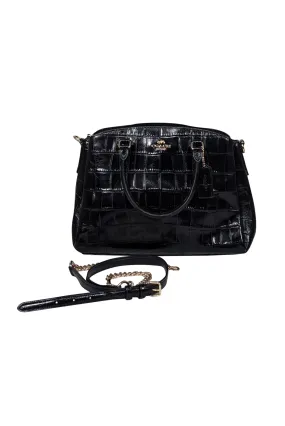 Coach - Black Patent Croc Embossed Leather Crossbody Bag