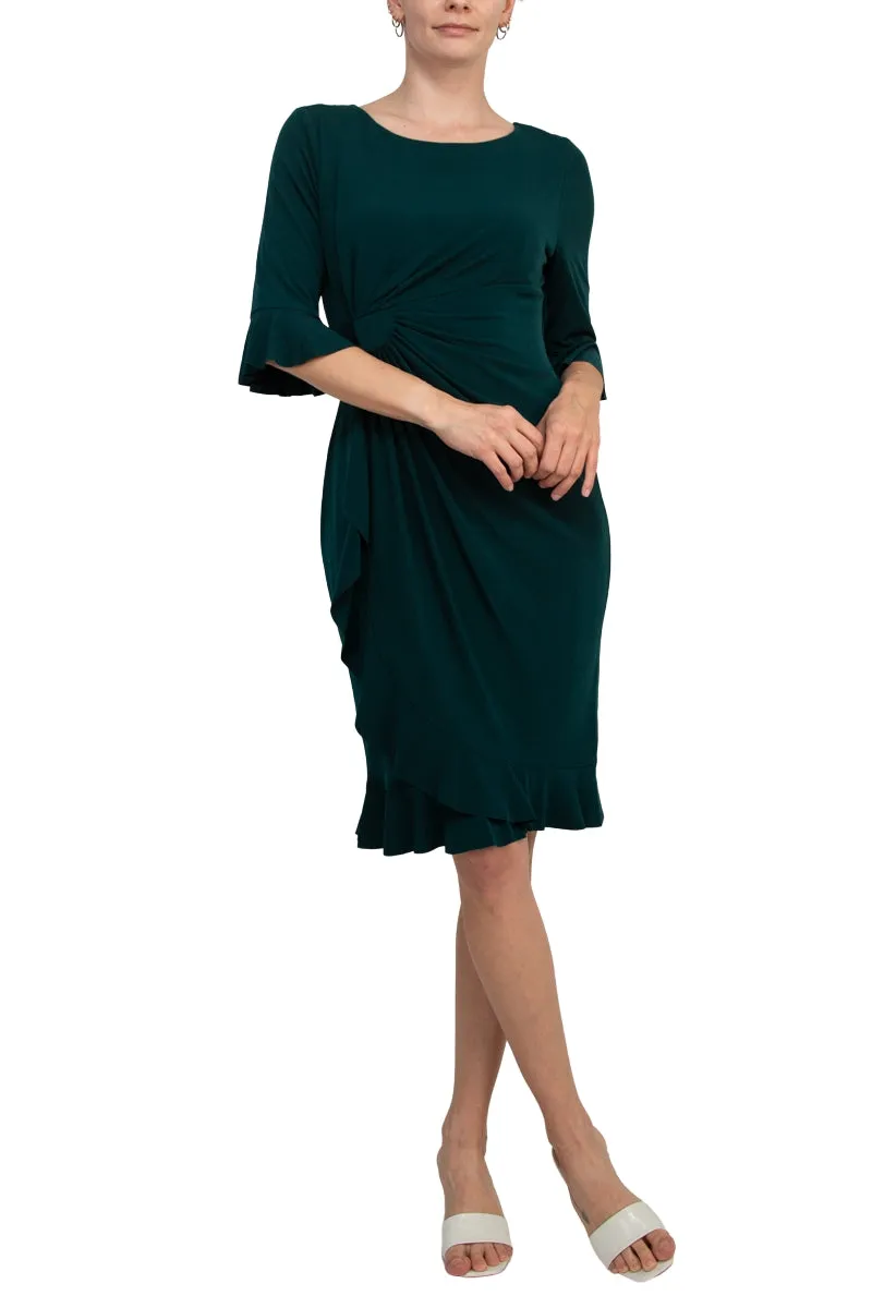 Connected Apparel 3/4 Bell Sleeve Sheath Dress