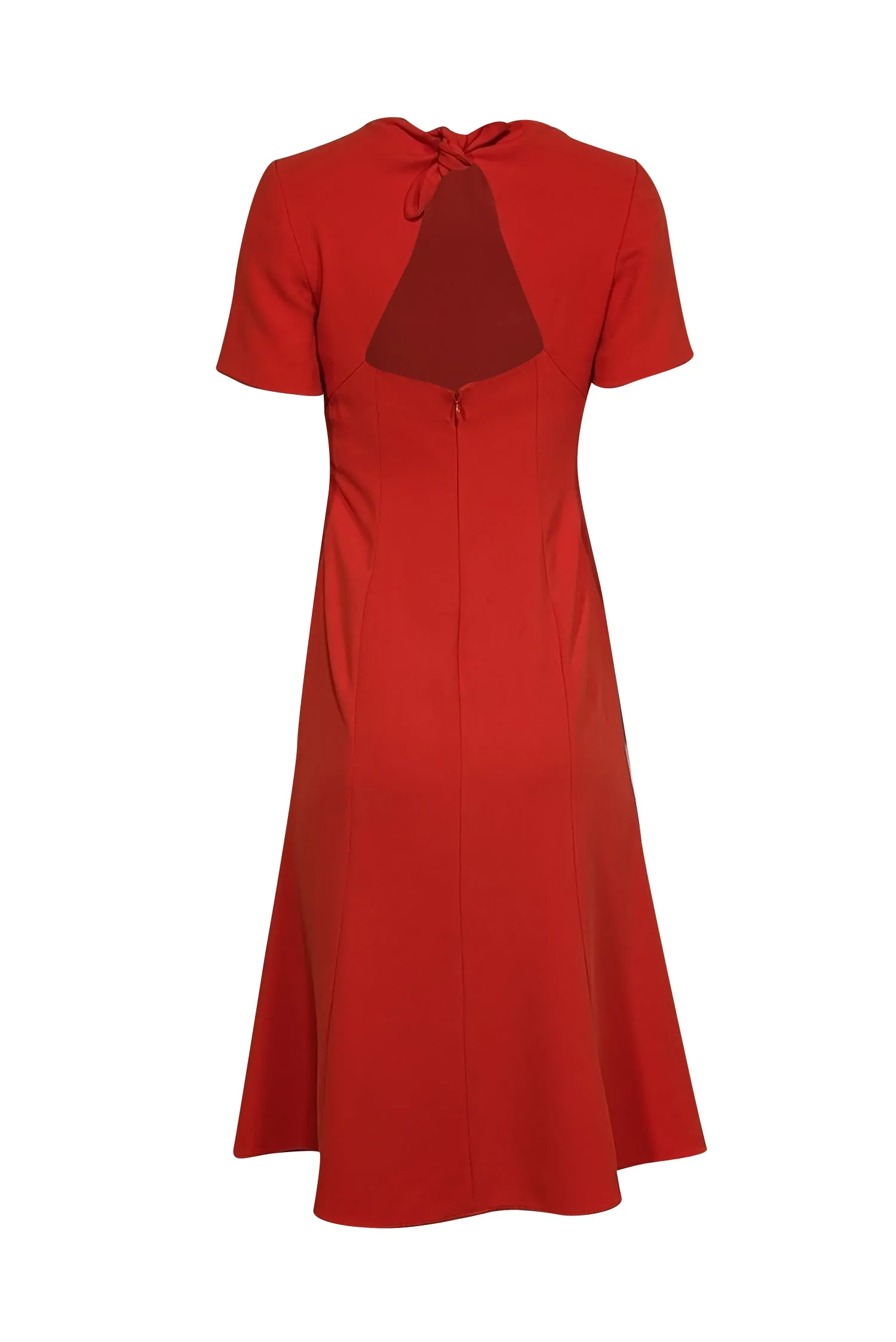 Diane von Furstenberg - Orange Short Sleeve w/ Pleated Neckline Maxi Dress Sz 4