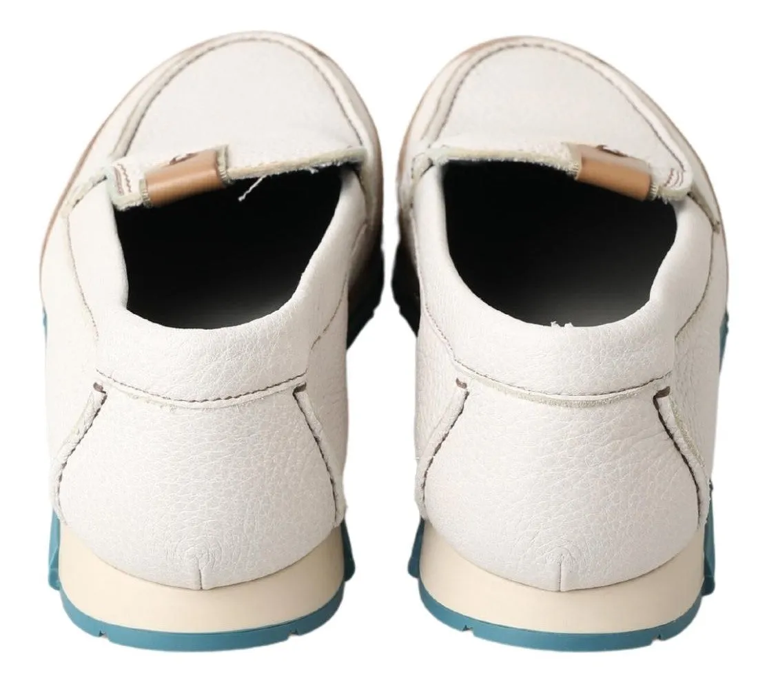 Dolce & Gabbana Hvide Læder Loafers Sko