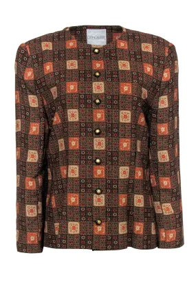 Doncaster - Brown, Black & Orange Bohemian Print Button-Up Blazer Sz 12