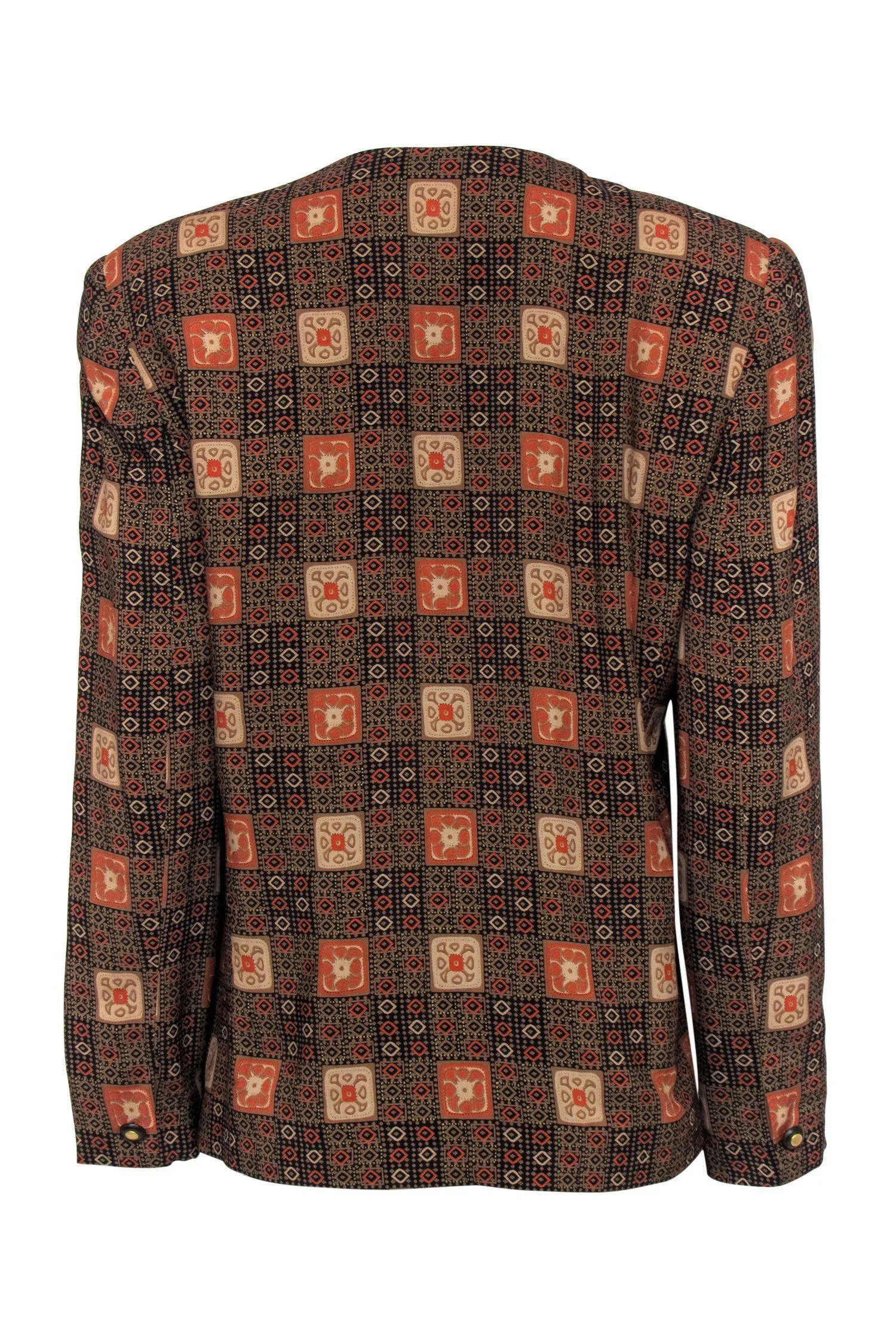 Doncaster - Brown, Black & Orange Bohemian Print Button-Up Blazer Sz 12