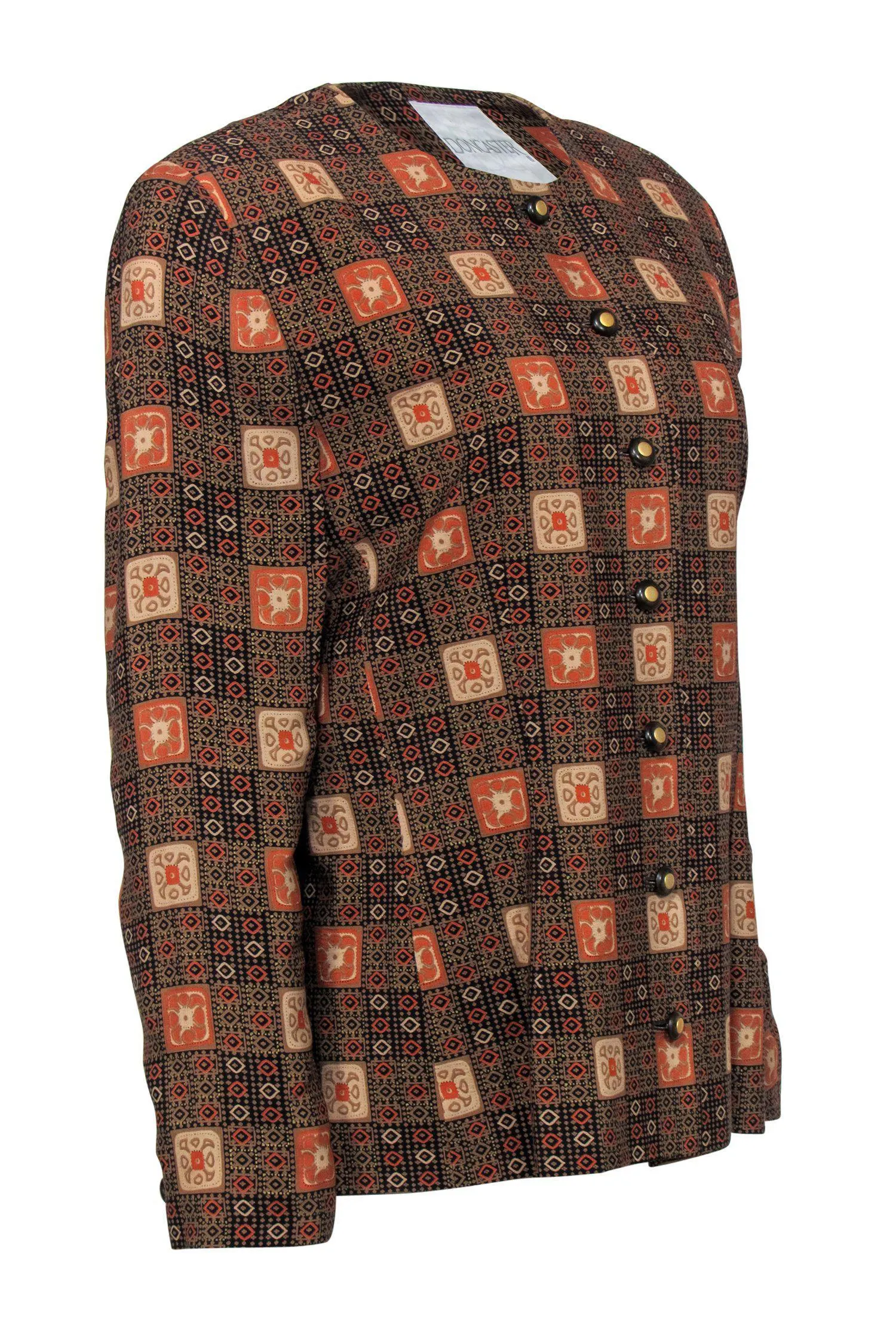 Doncaster - Brown, Black & Orange Bohemian Print Button-Up Blazer Sz 12