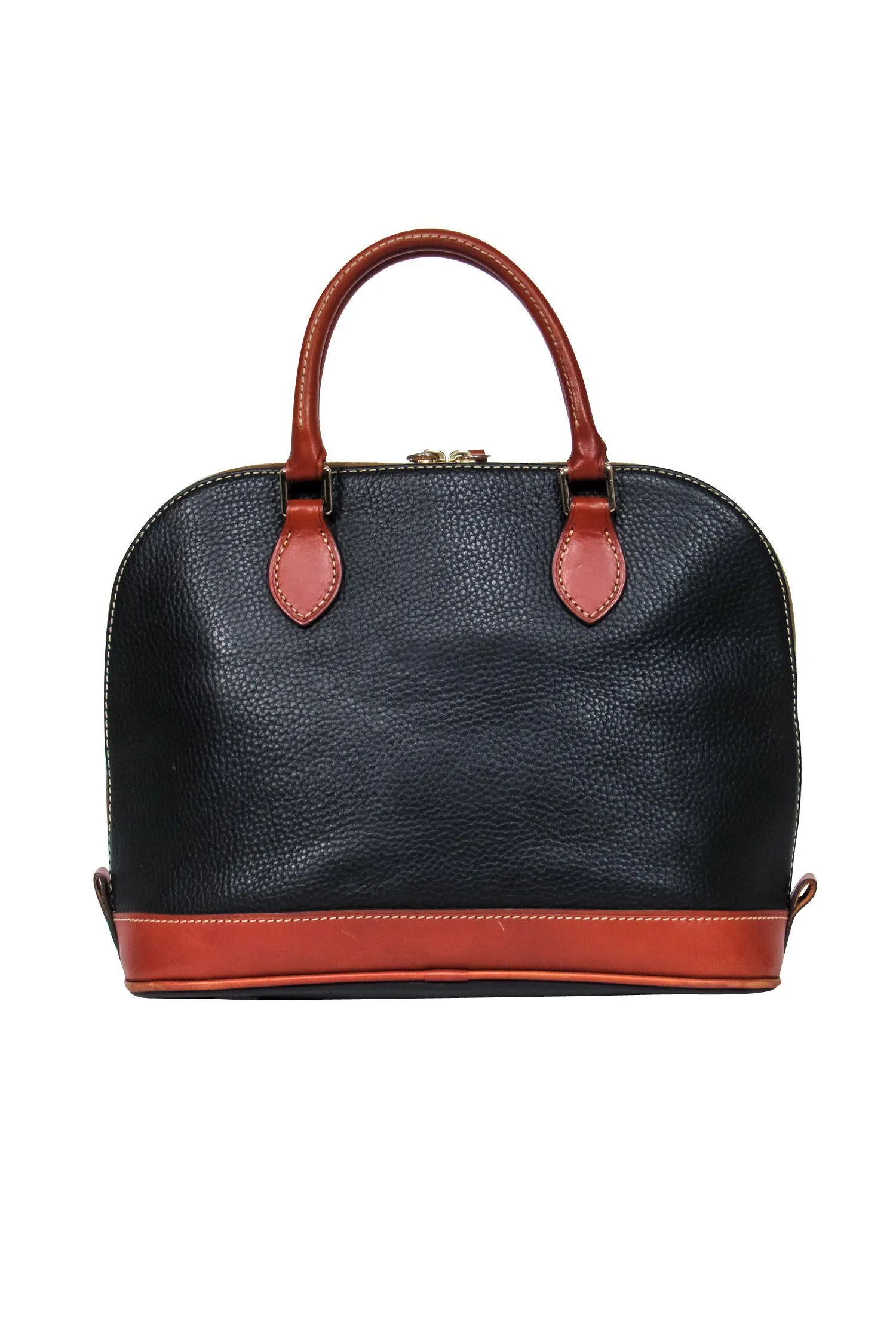 Dooney & Bourke - Black & Tan Bowler-Style Leather Handbag