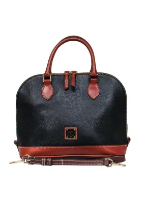 Dooney & Bourke - Black & Tan Bowler-Style Leather Handbag