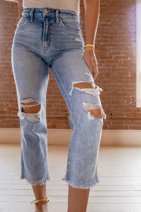 Flying Monkey Super High Rise Vintage Frayed Hem Jeans