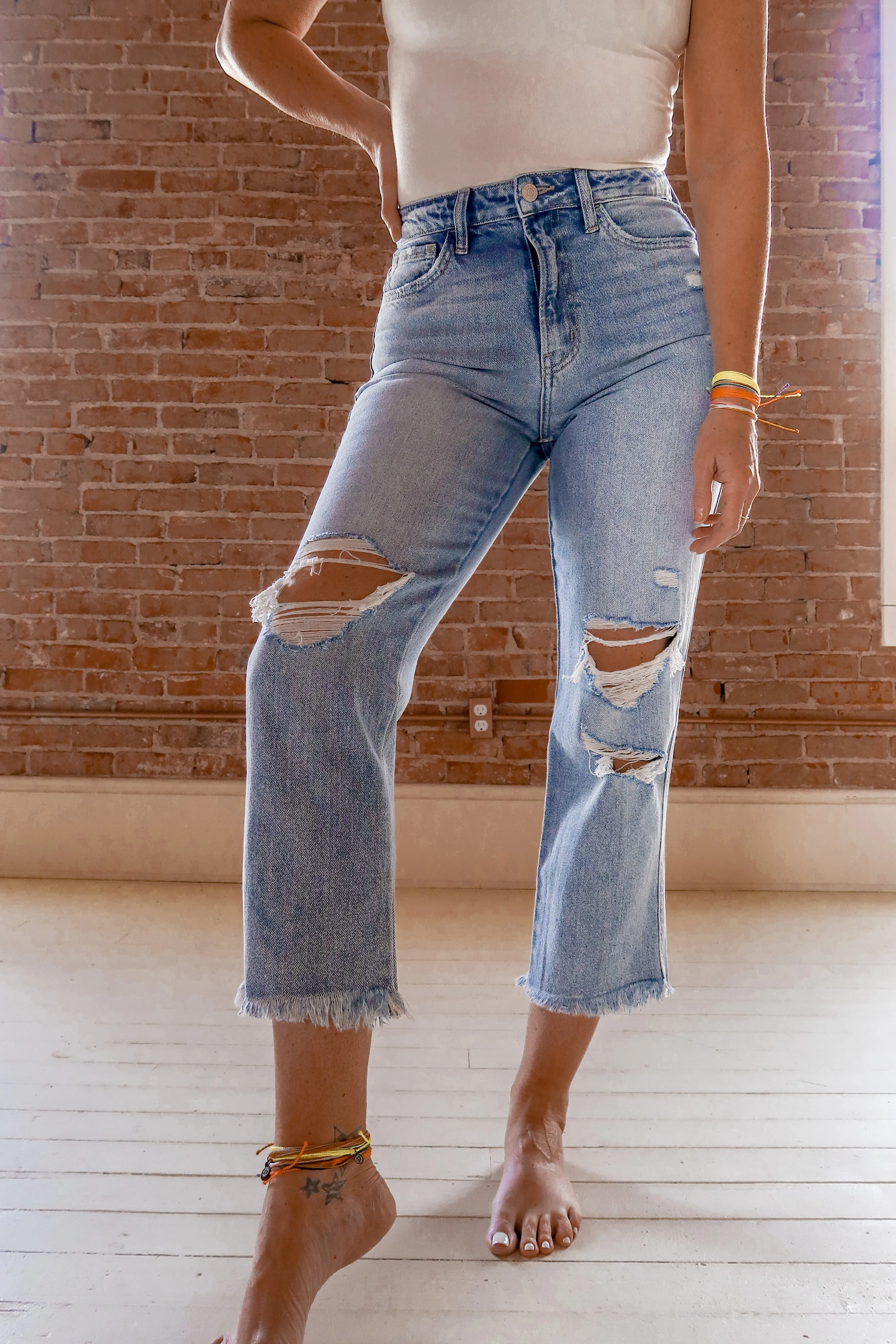 Flying Monkey Super High Rise Vintage Frayed Hem Jeans