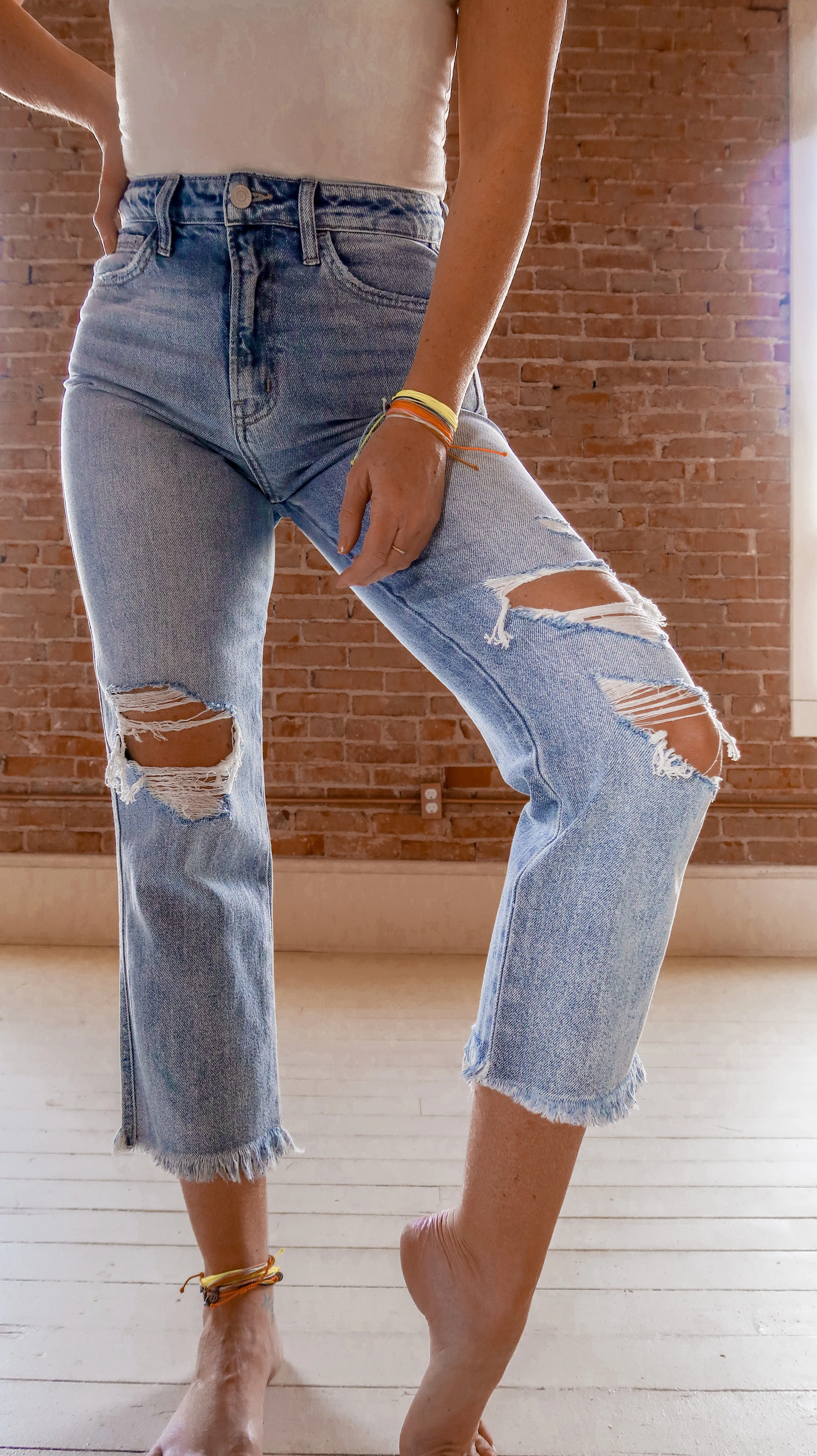 Flying Monkey Super High Rise Vintage Frayed Hem Jeans