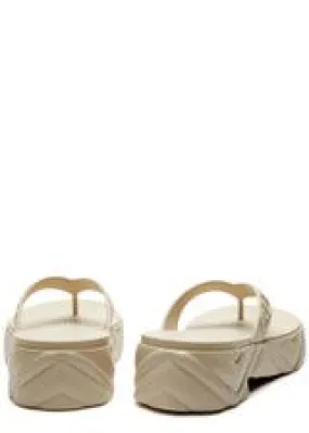 Gucci Logo-Debossed Platform Flip Flops White Sandals