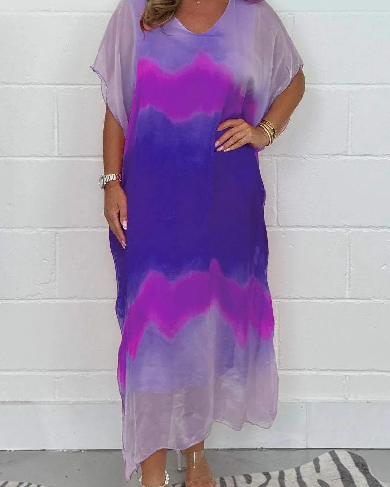 Ivyshape | Chiffon Maxi Dip Dye Dress