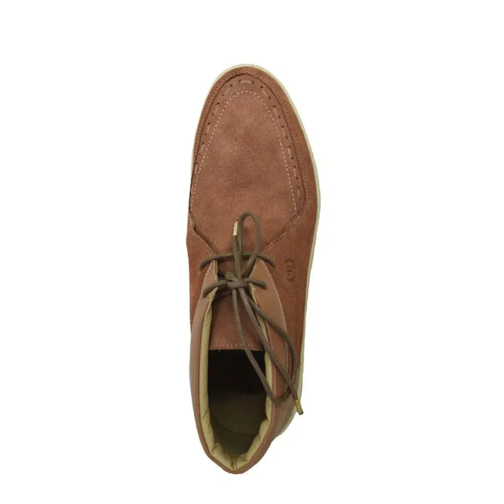 Johnny Famous Bally Style Soho Men's Salmon Leather and Suede High Tops