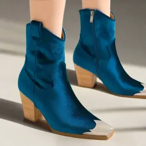 Keen | Quality Velvet Block Heel Boots