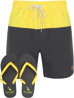 Keone Swim Shorts With Free Matching Flip Flops In Blazing Yellow - South Shore