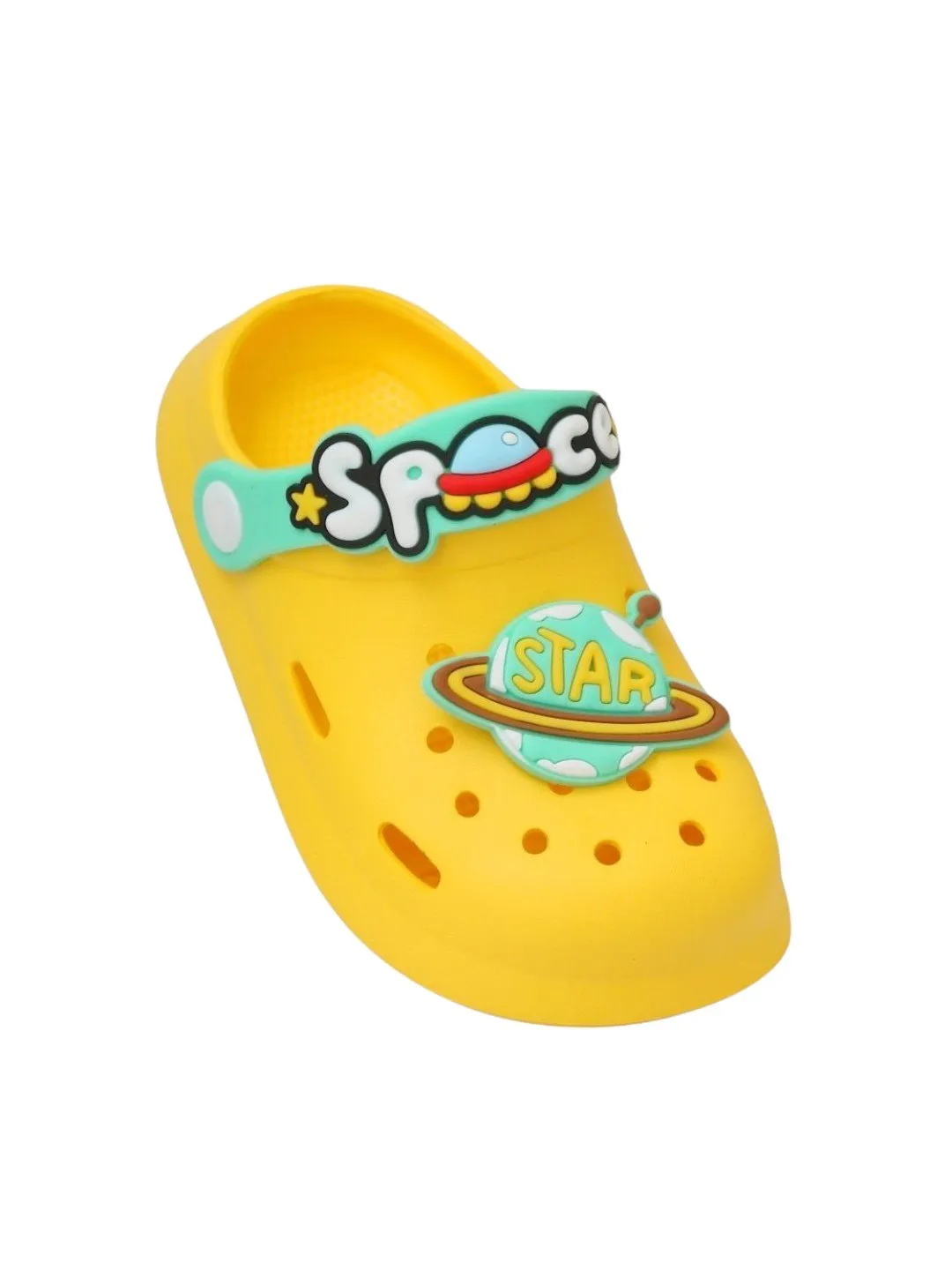 Little Astronaut's Yellow Space Motif Clogs