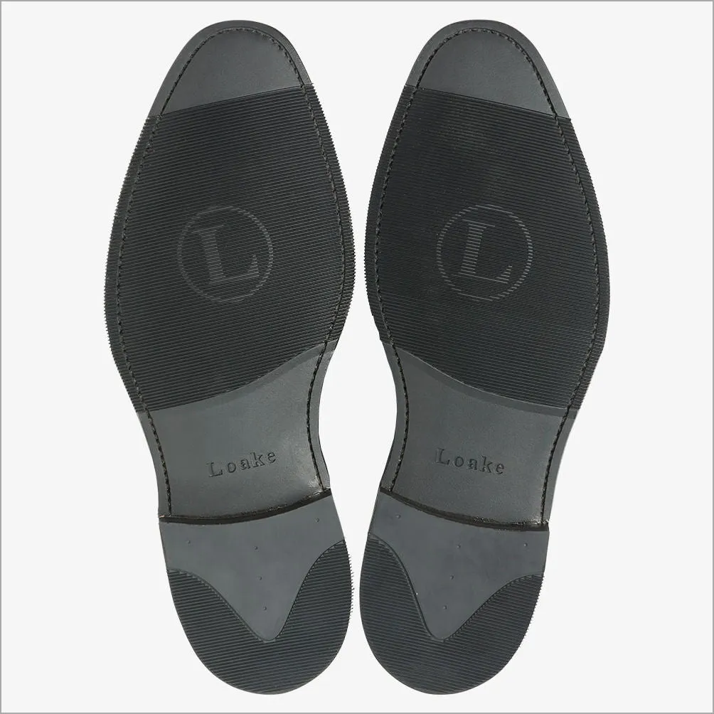 Loake Eldon Black Leather Premium Semi-Brogue--