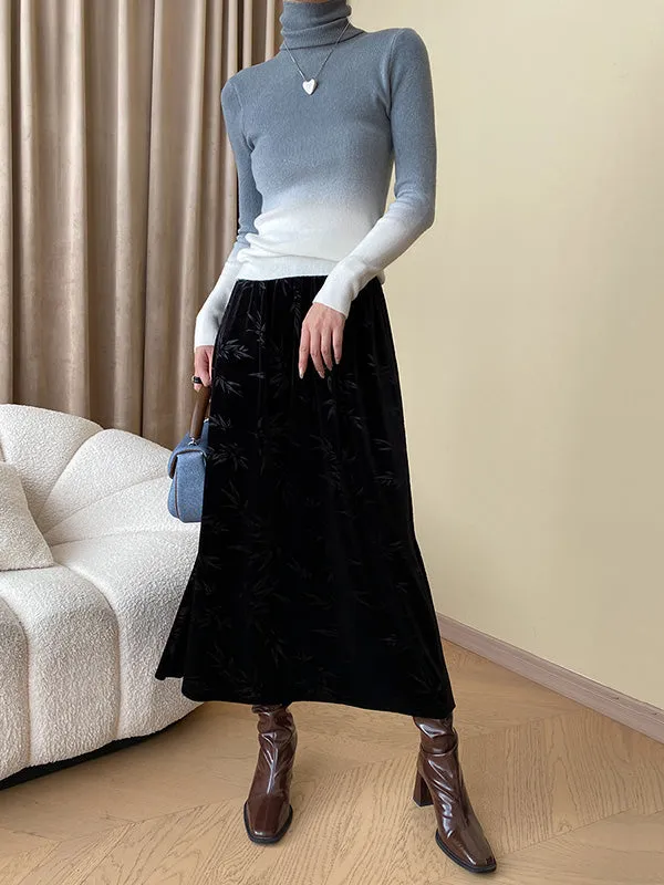 Long Sleeves Skinny Gradient High-Neck Pullovers Sweater Tops