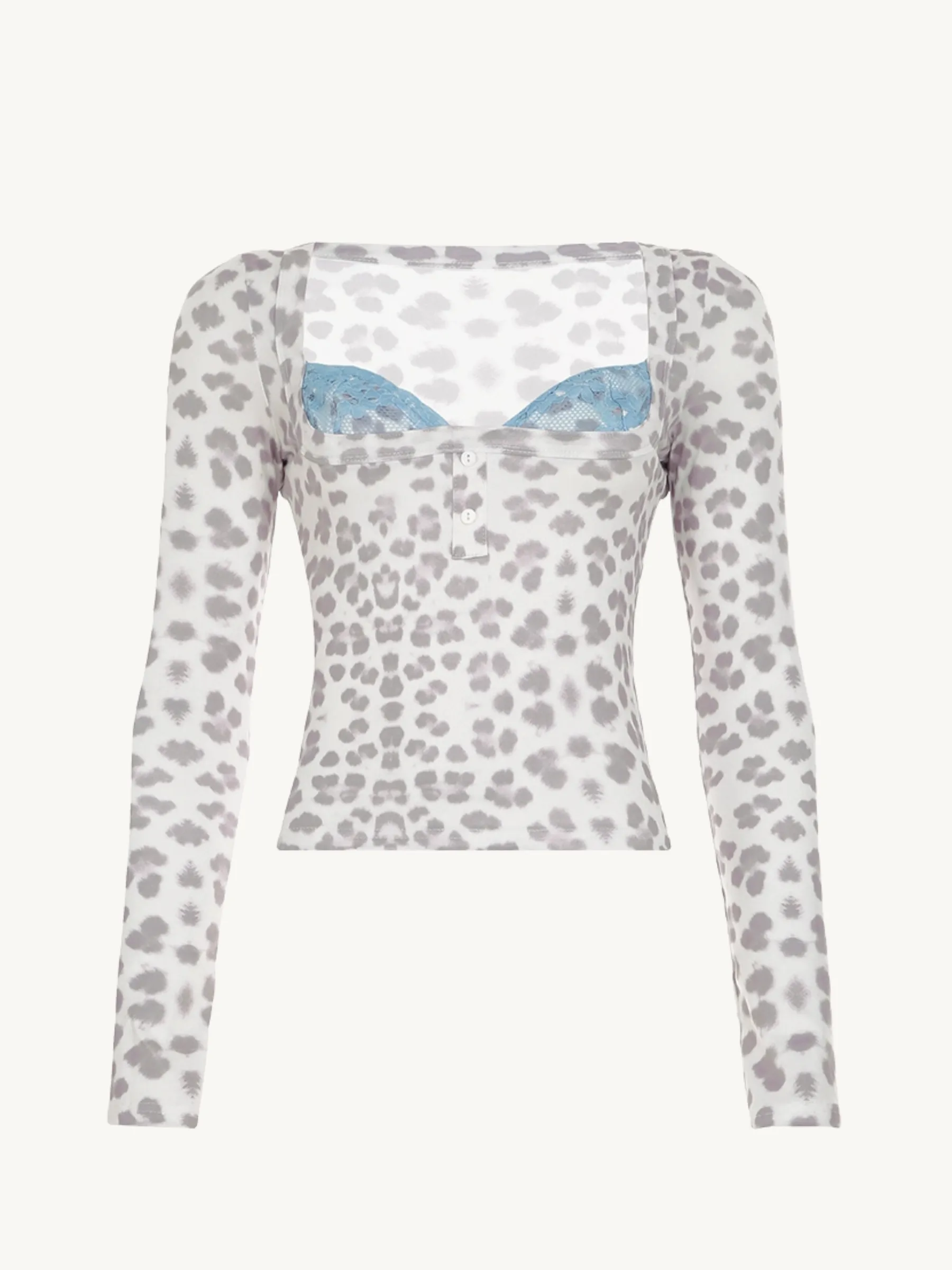 Melody Lace Detail Leopard Top