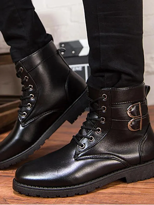 Men's Combat Boots PU Leather Casual Boots
