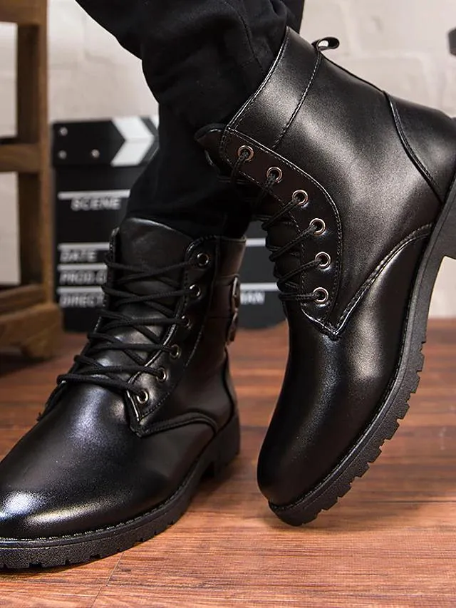 Men's Combat Boots PU Leather Casual Boots