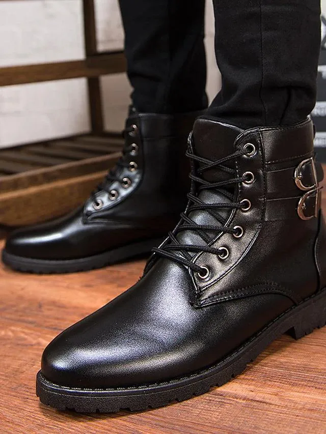 Men's Combat Boots PU Leather Casual Boots