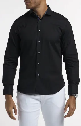 Michelson of London Solid Herringbone Hybrid Long-Sleeve Shirt