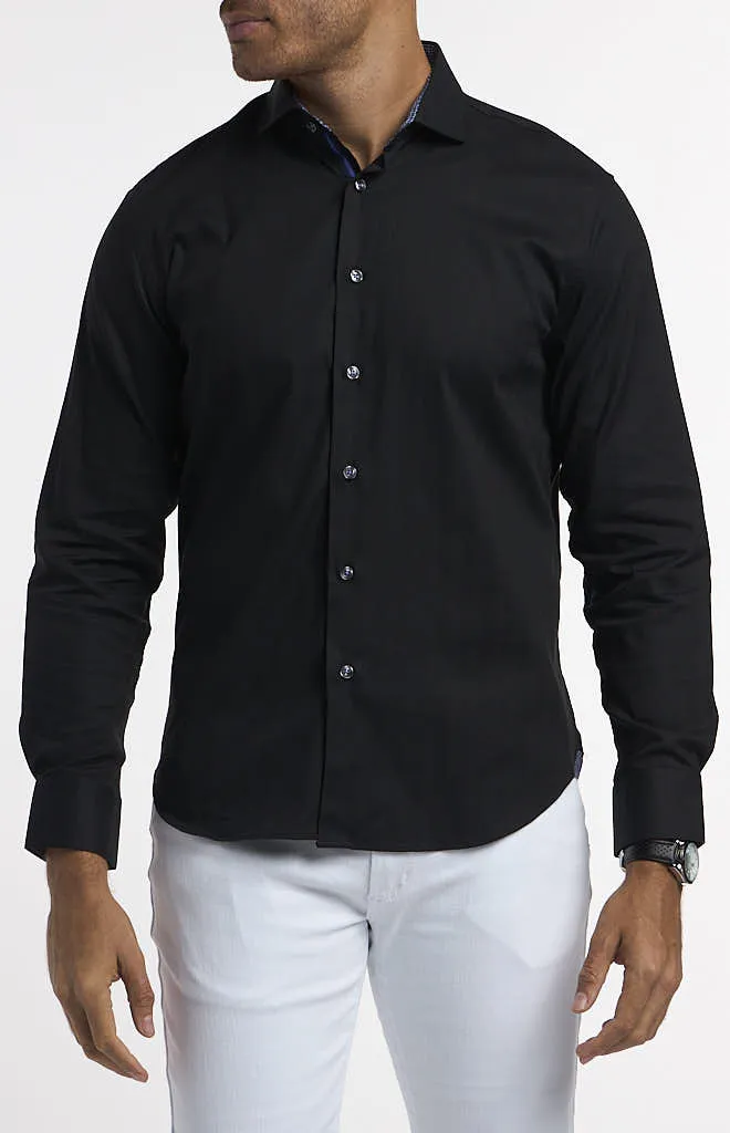 Michelson of London Solid Herringbone Hybrid Long-Sleeve Shirt