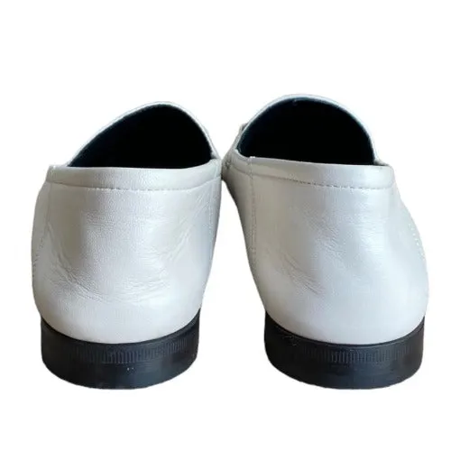 NEW GUCCI Brixton White Leather Horsebit Loafers, Size 40