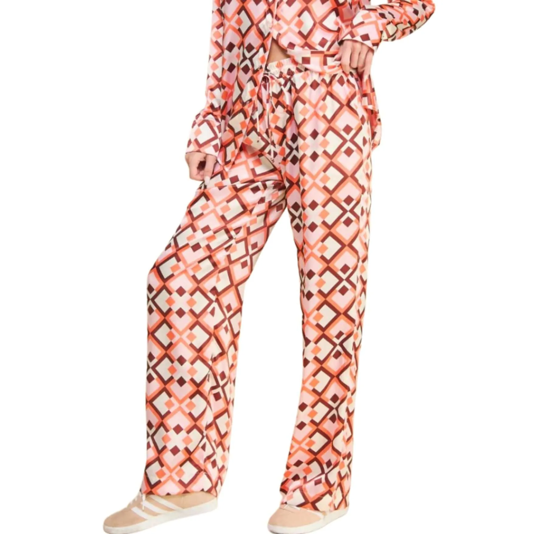 Pink Retro Satin Pants Made in USA - Clearance Final Sale
