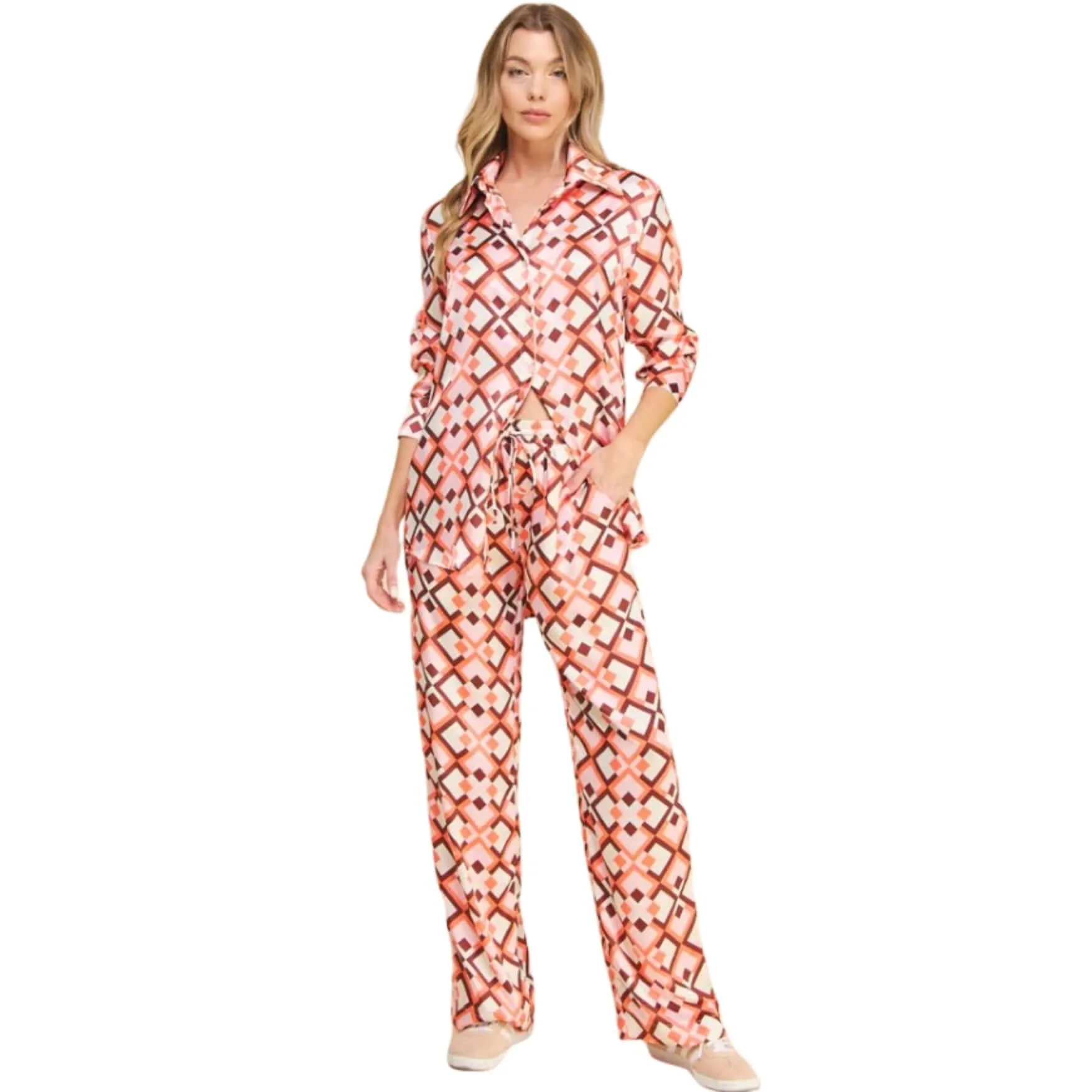 Pink Retro Satin Pants Made in USA - Clearance Final Sale