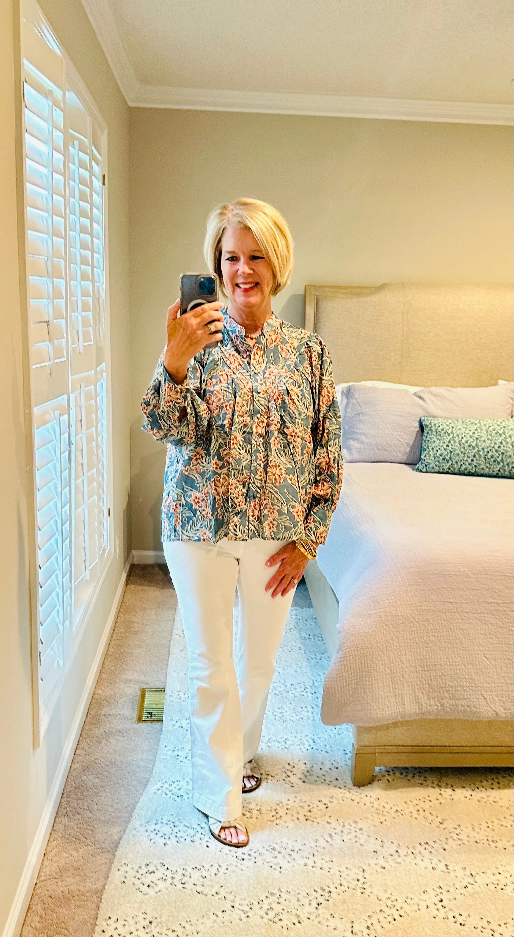 Retro Printed Button Down Top