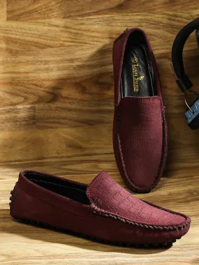 Rosewood Handmade Italian Suede Leather Textured Penny Loafers